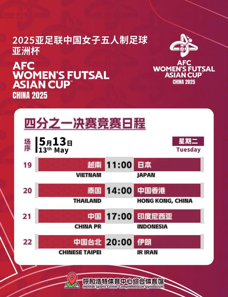 2025女五亚洲杯分组、赛程敲定 12队竞争女五世界杯入场券